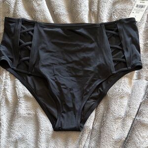 Shade & Shore Black High-Waisted Bikini Bottom